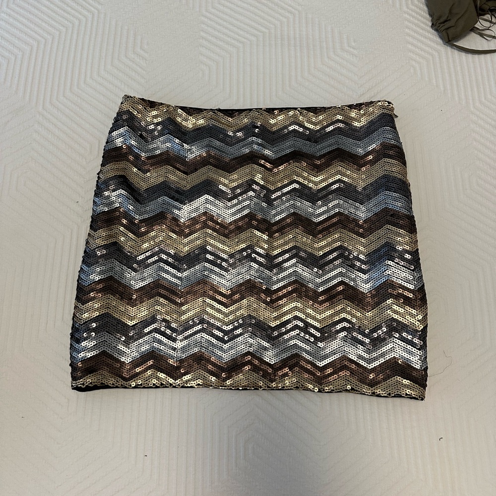 Sequin Chevron Mini Skirt
